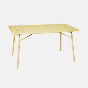 Mesa de jardim dobrável metálica, 6 lugares, Amelia 140cm, Amarelo, 141.2x80x72.5 cm