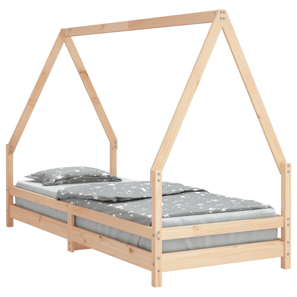 Vidaxl estructura de cama para niños madera maciza de pino 90x200 cm