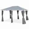 Pérgola 3x4m com cortinas, Divio, Cinza, 367x267x262 cm