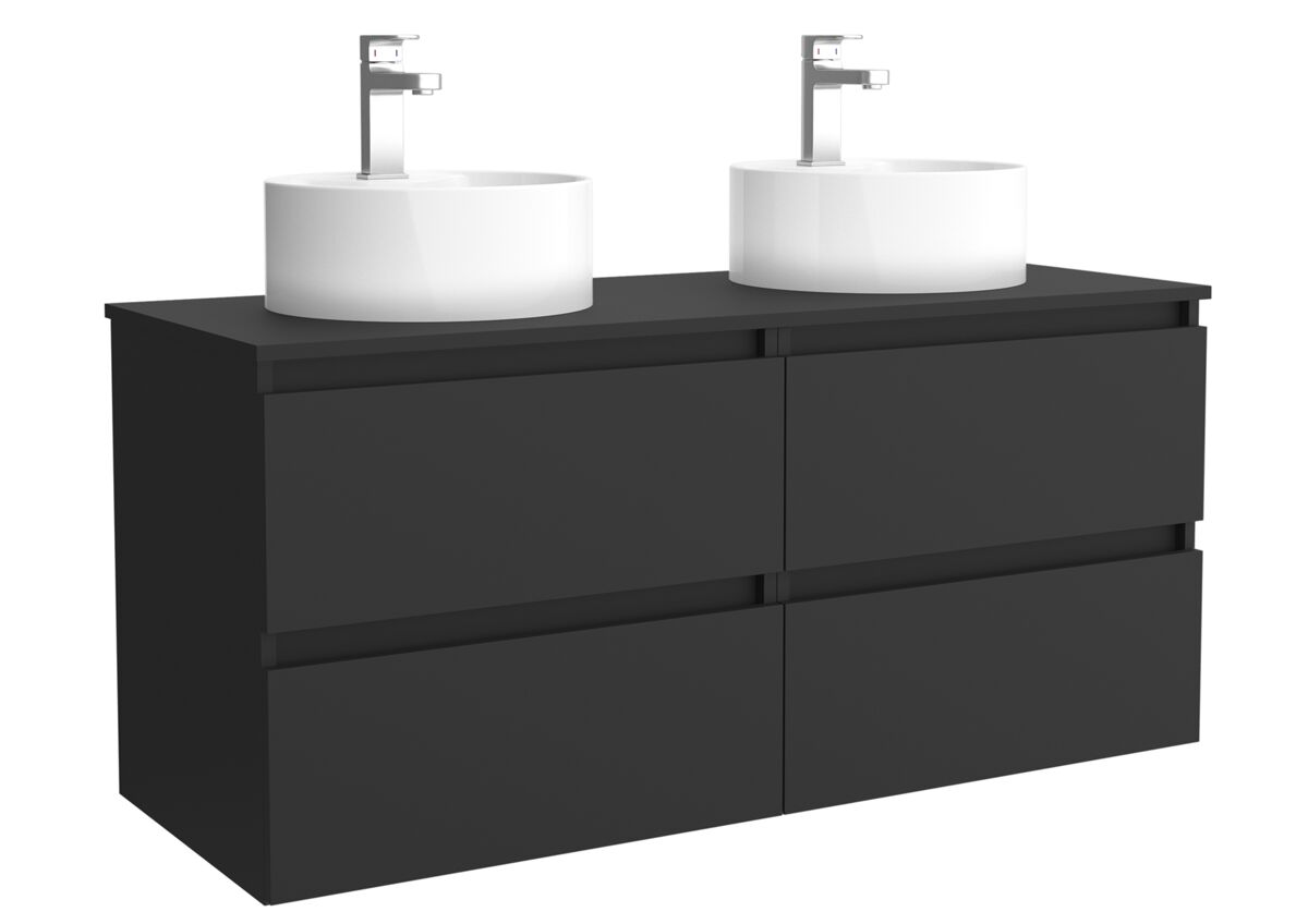 Mueble de baño bequia 140cm + encimera + lavabo posar | negro mate|140x45x54