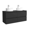 Móveis de banheiro Bequia 140cm + Bancada + pia posar | Cor Preto Mate | 140x45x54