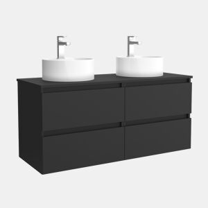 Móveis de banheiro Bequia 140cm + Bancada + pia posar | Cor Preto Mate | 140x45x54