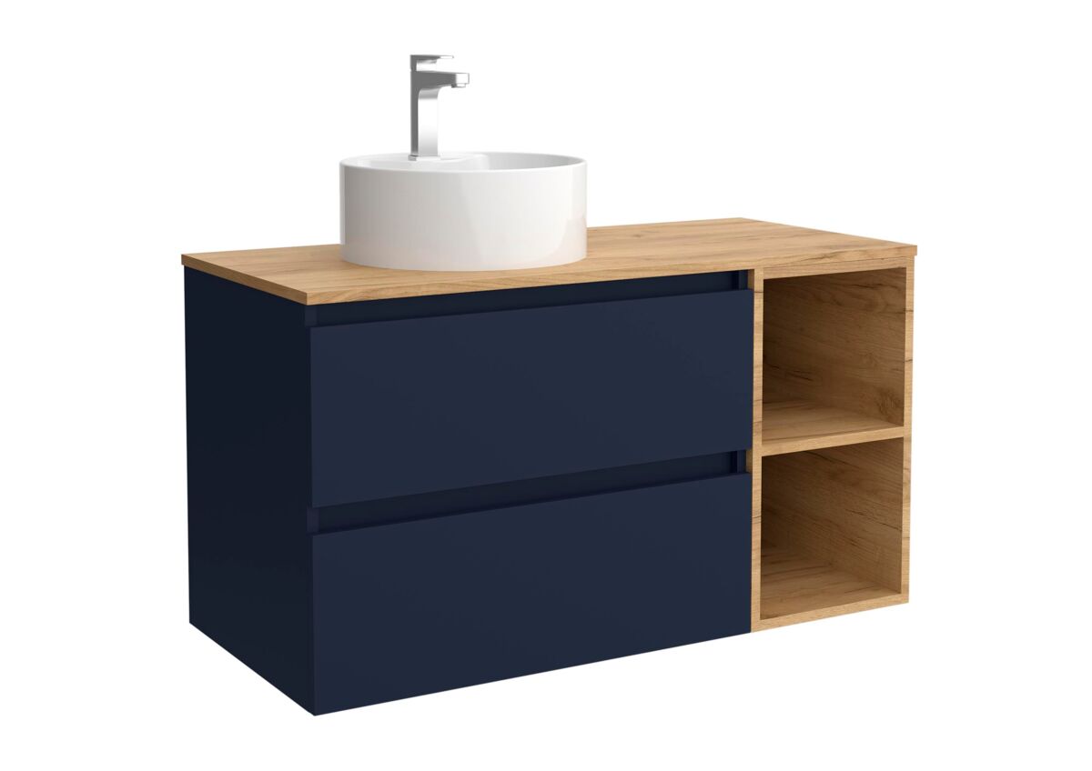 Mueble Baño BEQUIA PLUS 2caj. 2 huecos Lavabo posar 1 poza 90
