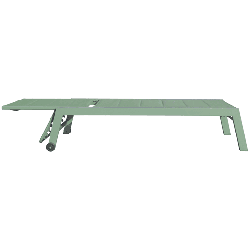 Conjunto de 2 espreguiçadeiras e mesa de apoio BARBADOS em textilene verde sálvia - alumínio verde sálvia