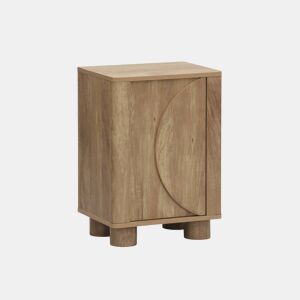 Mesa de cabeceira efeito madeira de mangueira, 1 porta, Pondi, Manguier, 40x30x57 cm