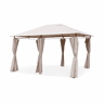 Pérgola 3x4m com cortinas, Divio, Beige, 367x267x262 cm