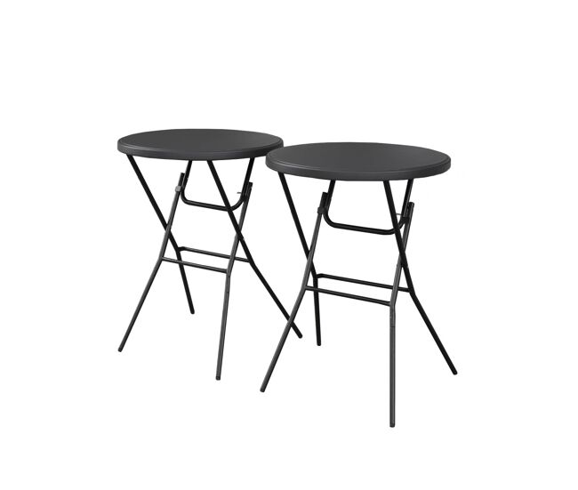 Mesa alta plegable, set de 2 gris oscuro - 81x81x110 cm