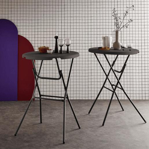 Mesa dobrável, set de 2, Gala x2, Cinza escuro, 81x81x110 cm