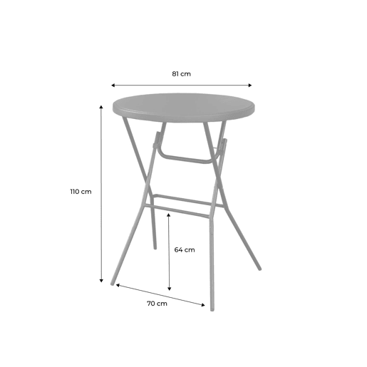 Mesa dobrável, set de 2, Gala x2, Cinza escuro, 81x81x110 cm