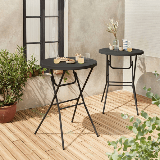 Mesa dobrável, set de 2, Gala x2, Cinza escuro, 81x81x110 cm