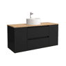 Móveis de Banheiro Bequia 120cm + 1 Coquete de Porta Centrada + Bancada + Pia Posicionada|Cor Preto Fosco |120x45x54