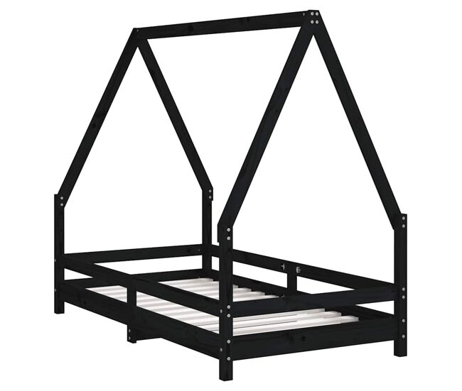 Vidaxl estructura de cama para niños madera de pino negro 80x160 cm