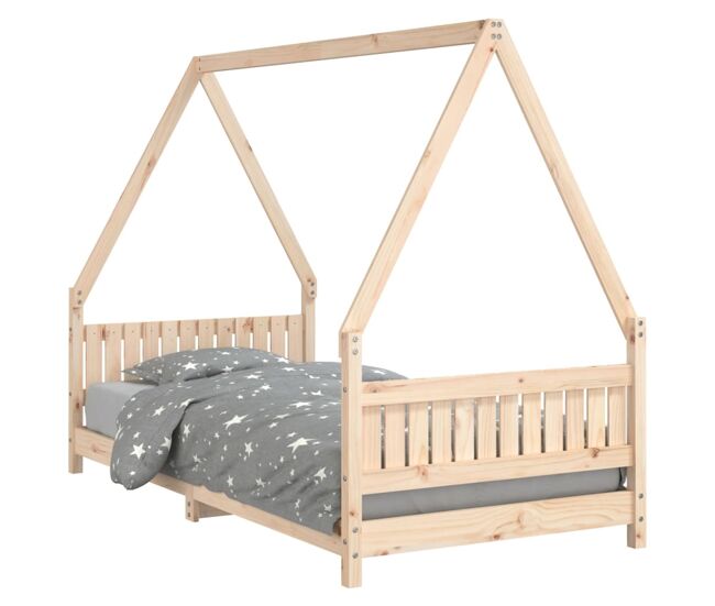 Vidaxl estructura de cama infantil madera maciza de pino 90x190 cm