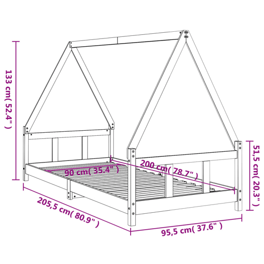 vidaXL Estrutura de cama infantil 90x200 cm pinho maciço vidaXL Estrutura de cama infantil 90x200 cm pinho maciço