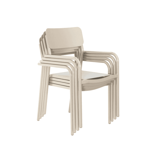 Conjunto de 4 cadeiras de jardim empilháveis em alumínio e textileno, Savannah, Beige, 57.5x54x86 cm