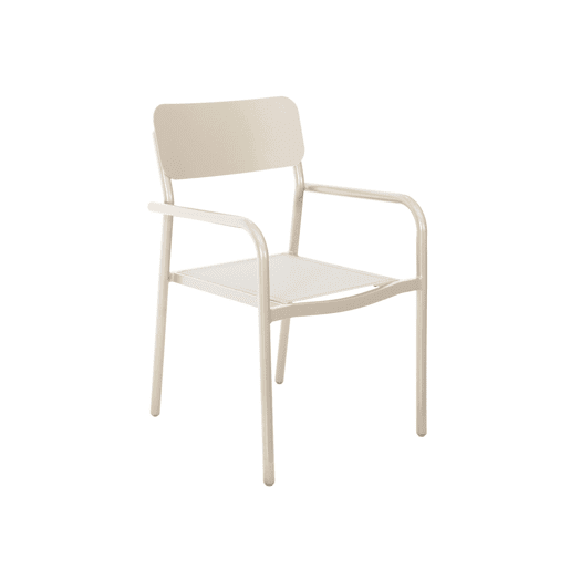 Conjunto de 4 cadeiras de jardim empilháveis em alumínio e textileno, Savannah, Beige, 57.5x54x86 cm