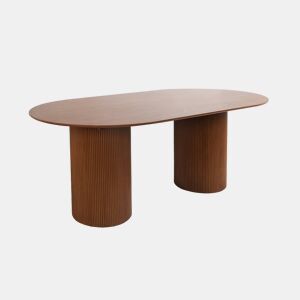 Mesa de jantar oblonga com efeito de madeira para 4-6 pessoas, 180cm, Faro, Madeira de nogueira, 180x100x76 cm