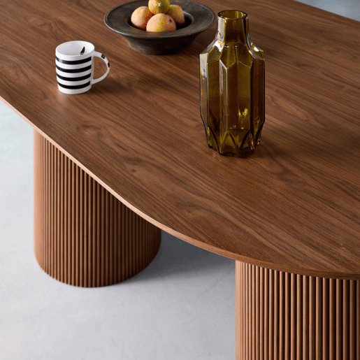 Mesa de jantar oblonga com efeito de madeira para 4-6 pessoas, 180cm, Faro, Madeira de nogueira, 180x100x76 cm