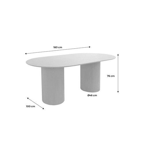 Mesa de jantar oblonga com efeito de madeira para 4-6 pessoas, 180cm, Faro, Madeira de nogueira, 180x100x76 cm