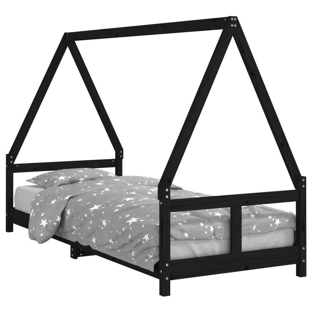 Vidaxl estructura de cama para niños madera de pino negro 80x200 cm