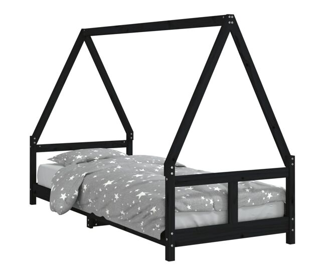 Vidaxl estructura de cama para niños madera de pino negro 80x200 cm