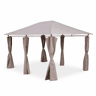 Pérgola 3x4m com cortinas, Divio, Taupe, 367x267x262 cm