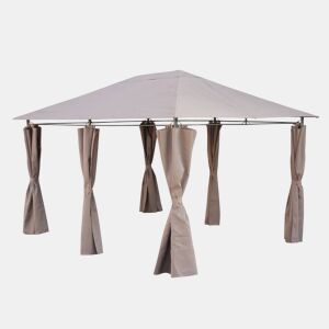 Pérgola 3x4m com cortinas, Divio, Taupe, 367x267x262 cm