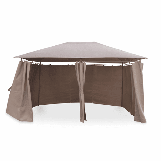 Pérgola 3x4m com cortinas, Divio, Taupe, 367x267x262 cm