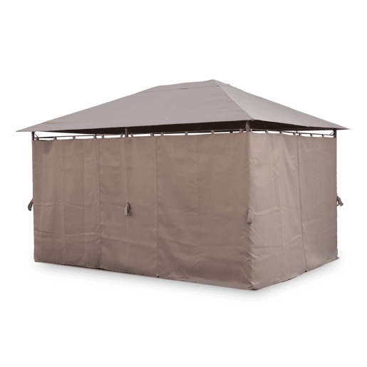 Pérgola 3x4m com cortinas, Divio, Taupe, 367x267x262 cm