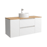 Móveis de Banheiro Bequia 120cm + 1 Coquete de Porta Centrada + Bancada + Pia Posicionada|Cor Branco Fosco |120x45x54