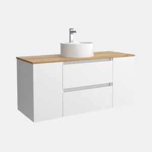 Móveis de Banheiro Bequia 120cm + 1 Coquete de Porta Centrada + Bancada + Pia Posicionada|Cor Branco Fosco |120x45x54