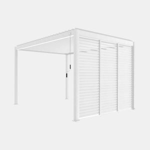 Pérgola bioclimática 3x4m de alumínio + 3 persianas de 100cm , Triomphe 3x4m + acessórios, Branco, 400x300x250 cm