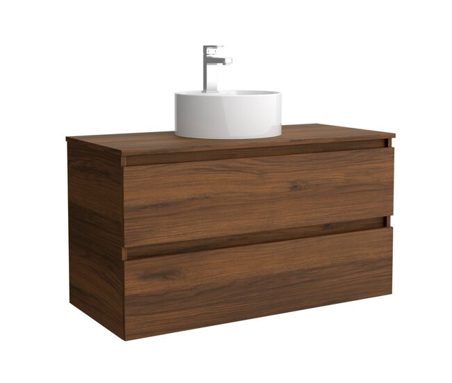 Mueble de baño bequia 100cm + encimera + lavabo posar | nogal|100x45x54