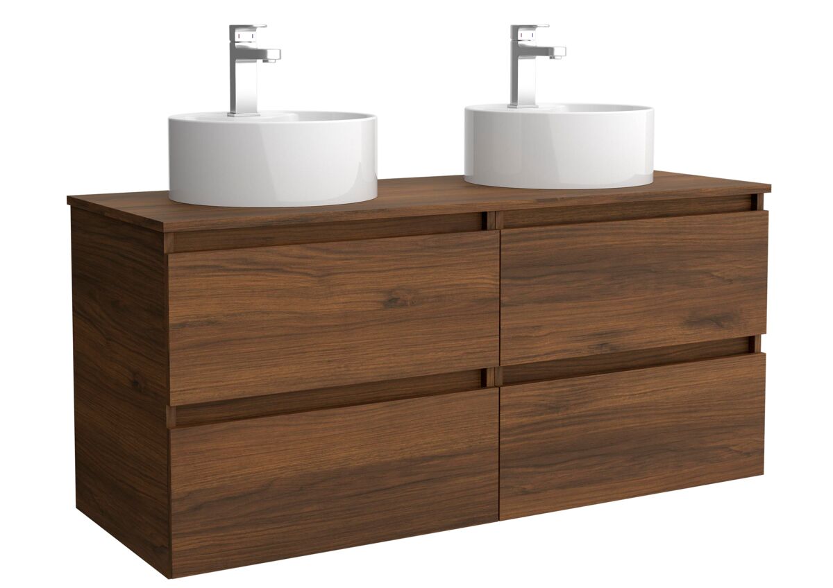 Mueble de baño bequia 140cm + encimera + lavabo posar | nogal|140x45x54