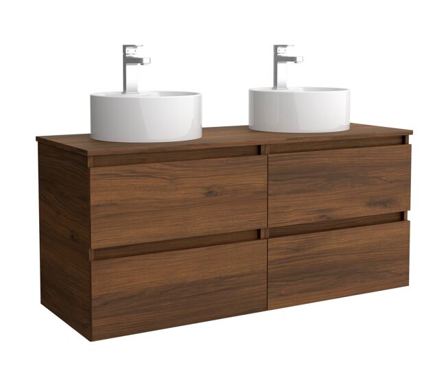 Mueble de baño bequia 140cm + encimera + lavabo posar | nogal|140x45x54