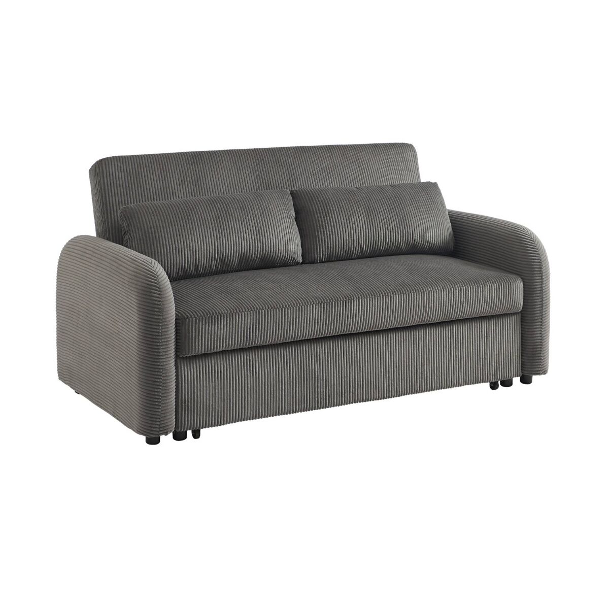 sofa cama redondeado de 2 plazas de terciopelo de pana lino 170x90x88 cm