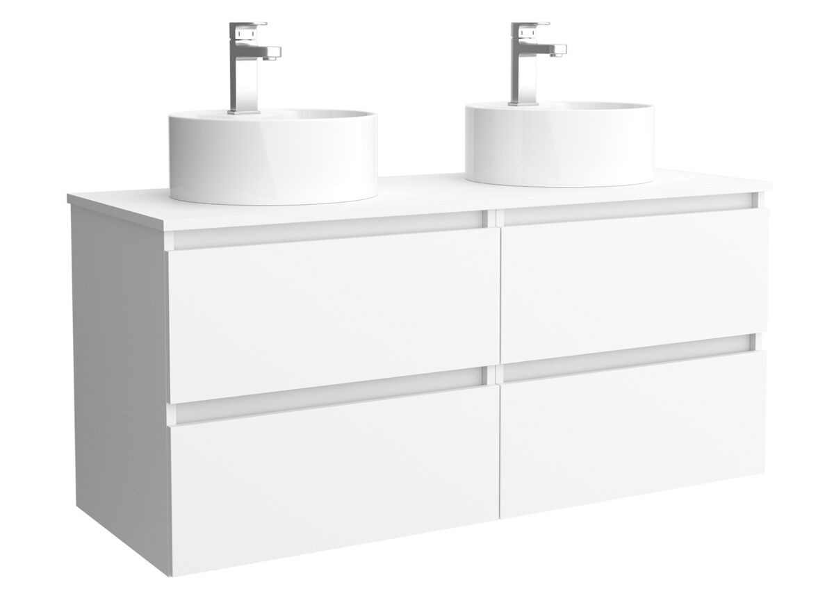 Mueble de baño bequia 140cm + encimera + lavabo posar | blanco mate|140x45x54