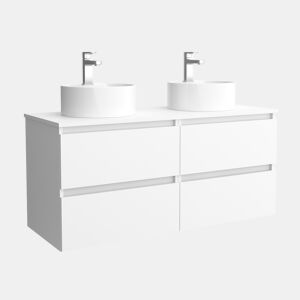 Móveis de banheiro Bequia 140cm + bancada + pia posar | Cor branco fosco | 140x45x54