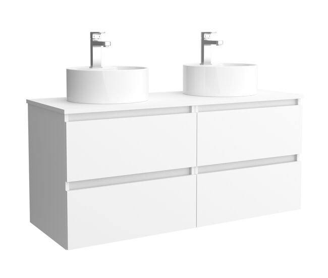 Mueble de baño bequia 140cm + encimera + lavabo posar | blanco mate|140x45x54