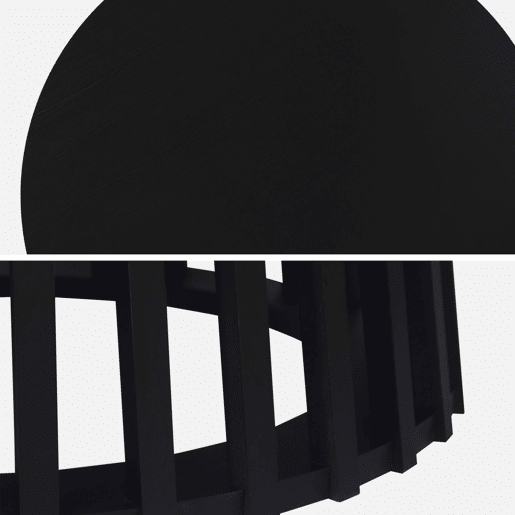 Mesa de jantar com efeito de madeira, pernas em abeto, 4 lugares, Clara, Preto, 120x120x75 cm