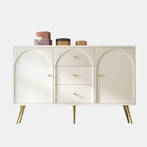 Aparador de madeira e metal com 2 portas e 3 gavetas,branco