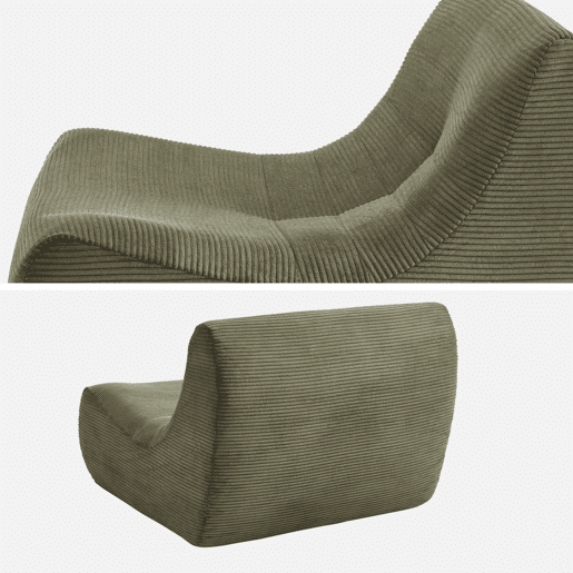 Módulo de sofá modular em tecido veludo cotelê, 1 lugar, Sokol veludo cotelê, Verde caqui, 91x105x72 cm