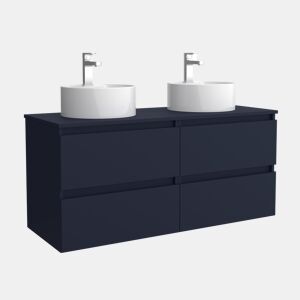 Móveis de banheiro Bequia 140cm + bancada + pia | Cor azul acetinado | 140x45x54