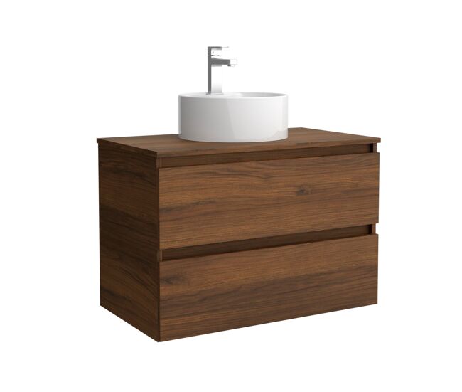 Mueble de baño bequia 80cm + encimera + lavabo posar | nogal|80x45x54