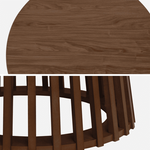Mesa de jantar com efeito de madeira, pernas em abeto, 4 lugares, Clara, Madeira de nogueira, 120x120x75 cm