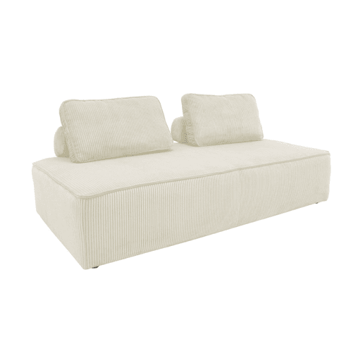 Poltrona para sofá modular 2 lugares veludo canelado, Lao, Creme, 180x90x78 cm