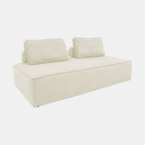 Poltrona para sofá modular 2 lugares veludo canelado, Lao, Creme, 180x90x78 cm