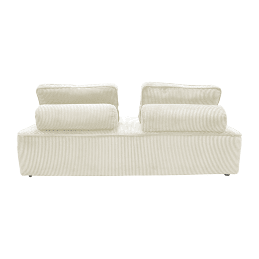 Poltrona para sofá modular 2 lugares veludo canelado, Lao, Creme, 180x90x78 cm