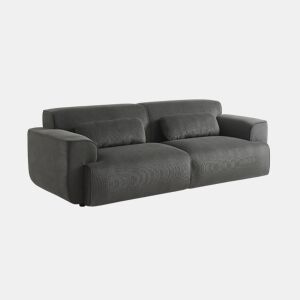 Sofá de bombazina em tecido veludo canelado fino, 3 lugares, Wallas veludo canelado, Cinza escuro, 230x98x73 cm