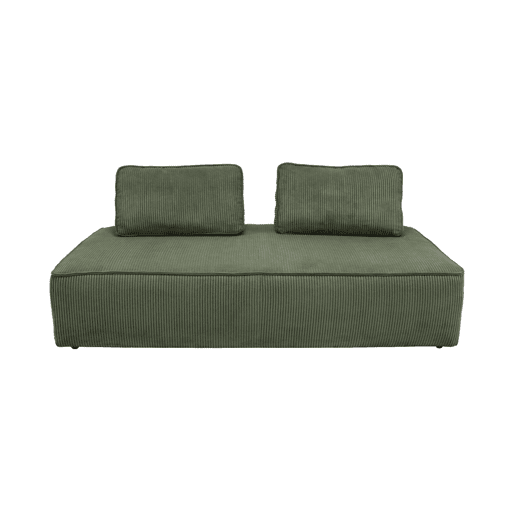 Sofá modular em tecido veludo canelado de 2 lugares, Lao, Verde, 180x90x78 cm
